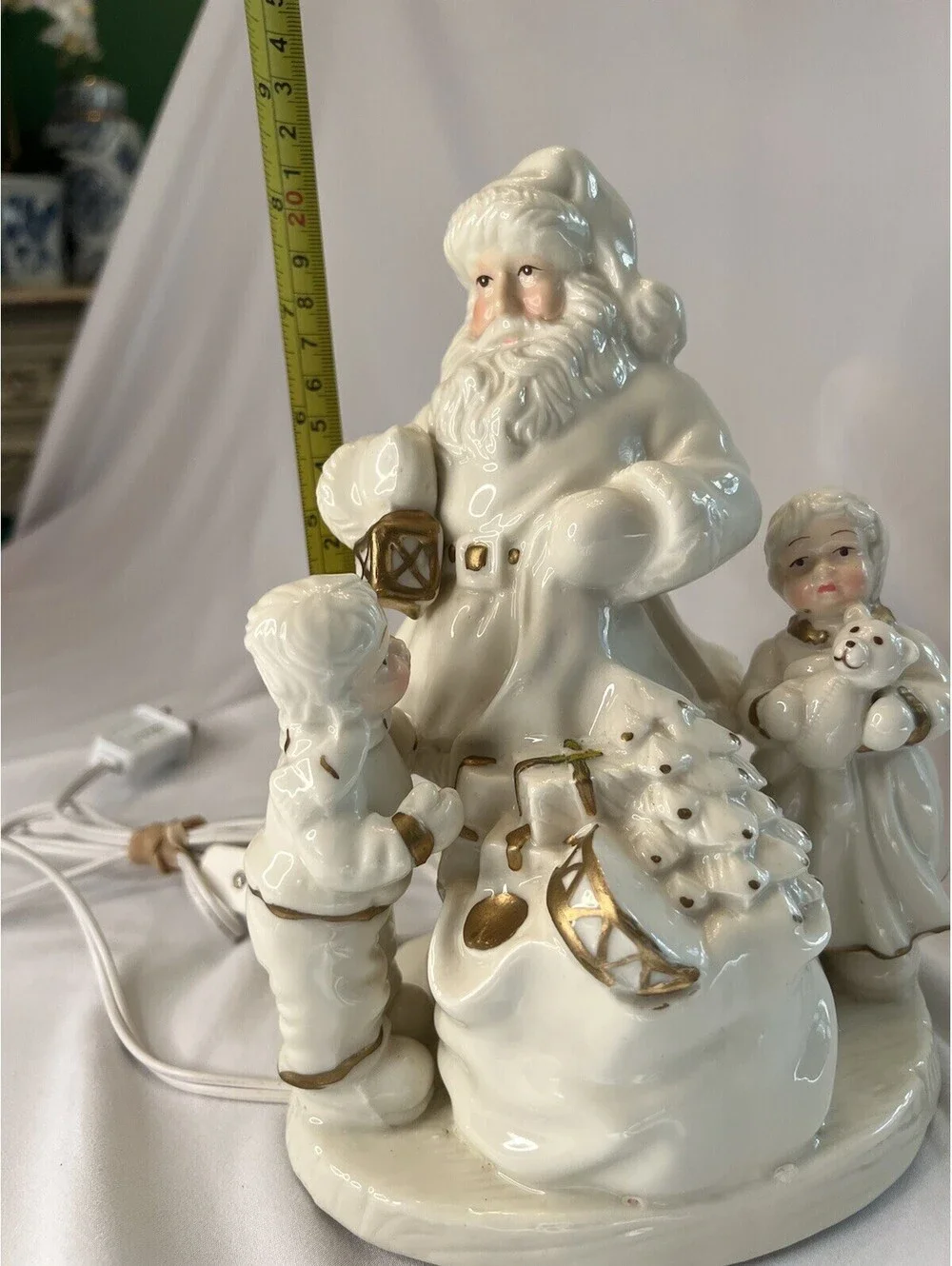 Porcelain Santa Claus Ivory Night Light Lamp